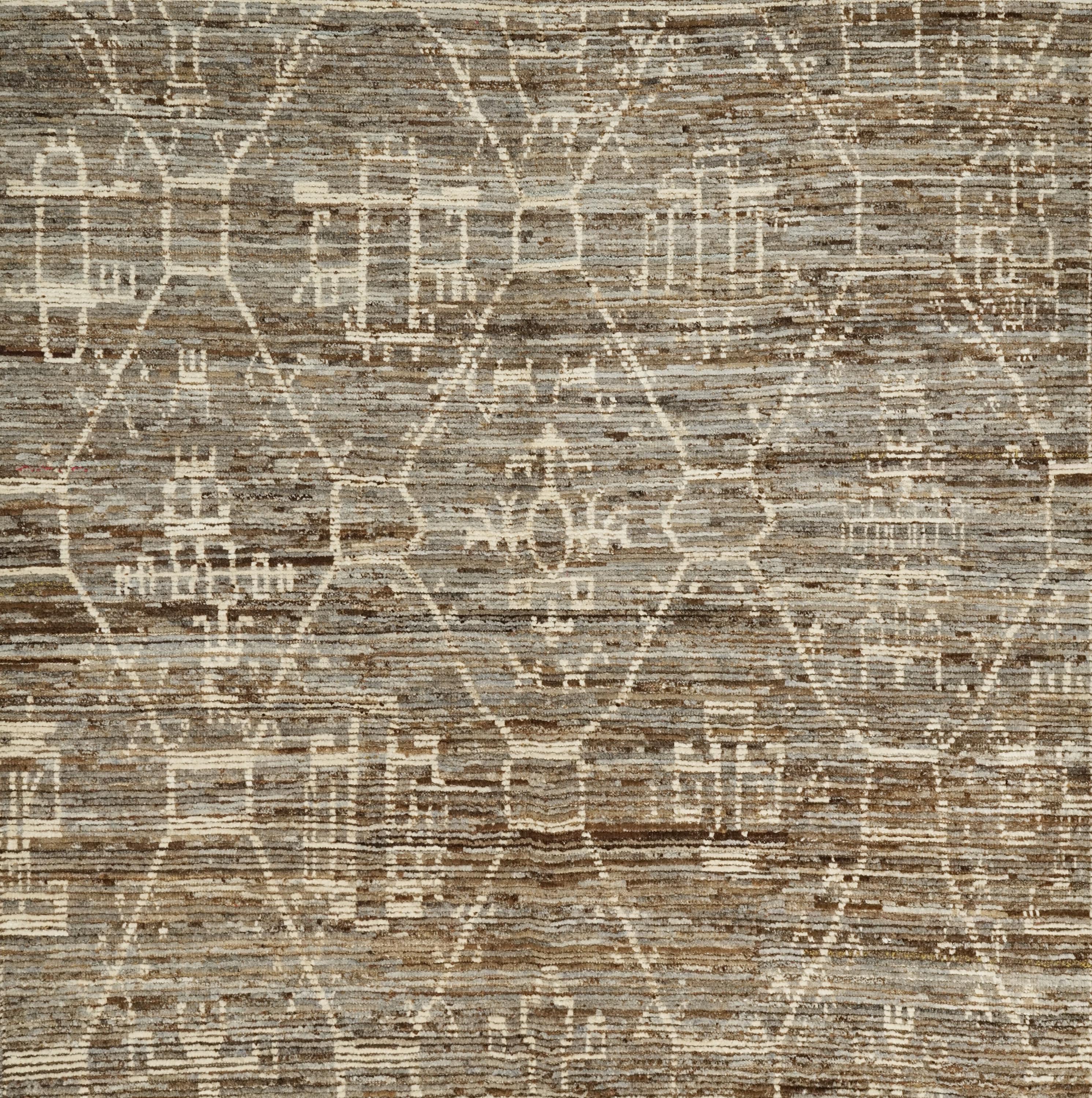 6x6 Ft Brown Moroccan Rug - Afghan Handmade Area Rug