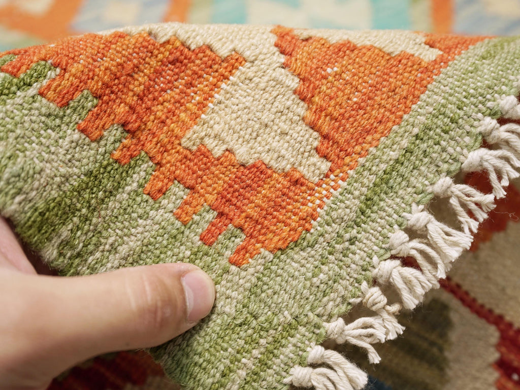 6x8 Ft Orange Kilim Rug - Traditional Flatweave