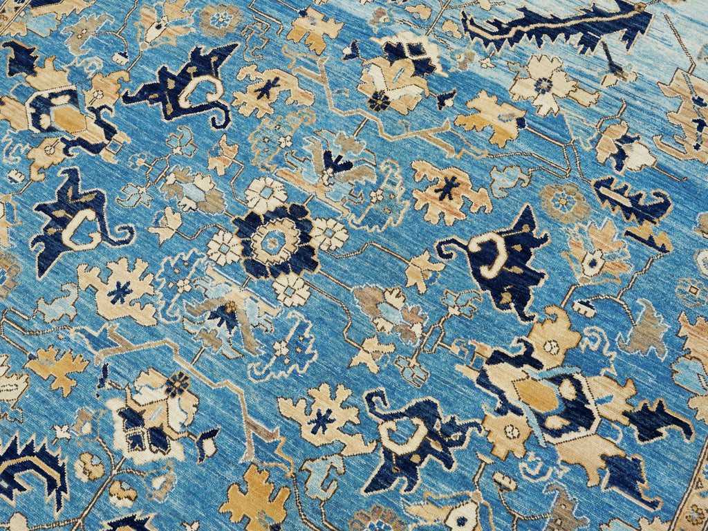 6x9 Ft Hand Knotted Serapi Rug - Blue Persian Antique Rug