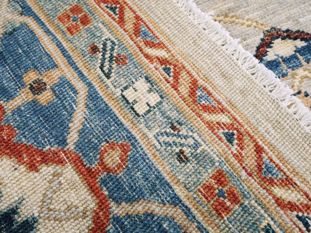 9x12 Ft Blue & White Bidjar Rug - Hand Knotted Persian Style Wool Rug