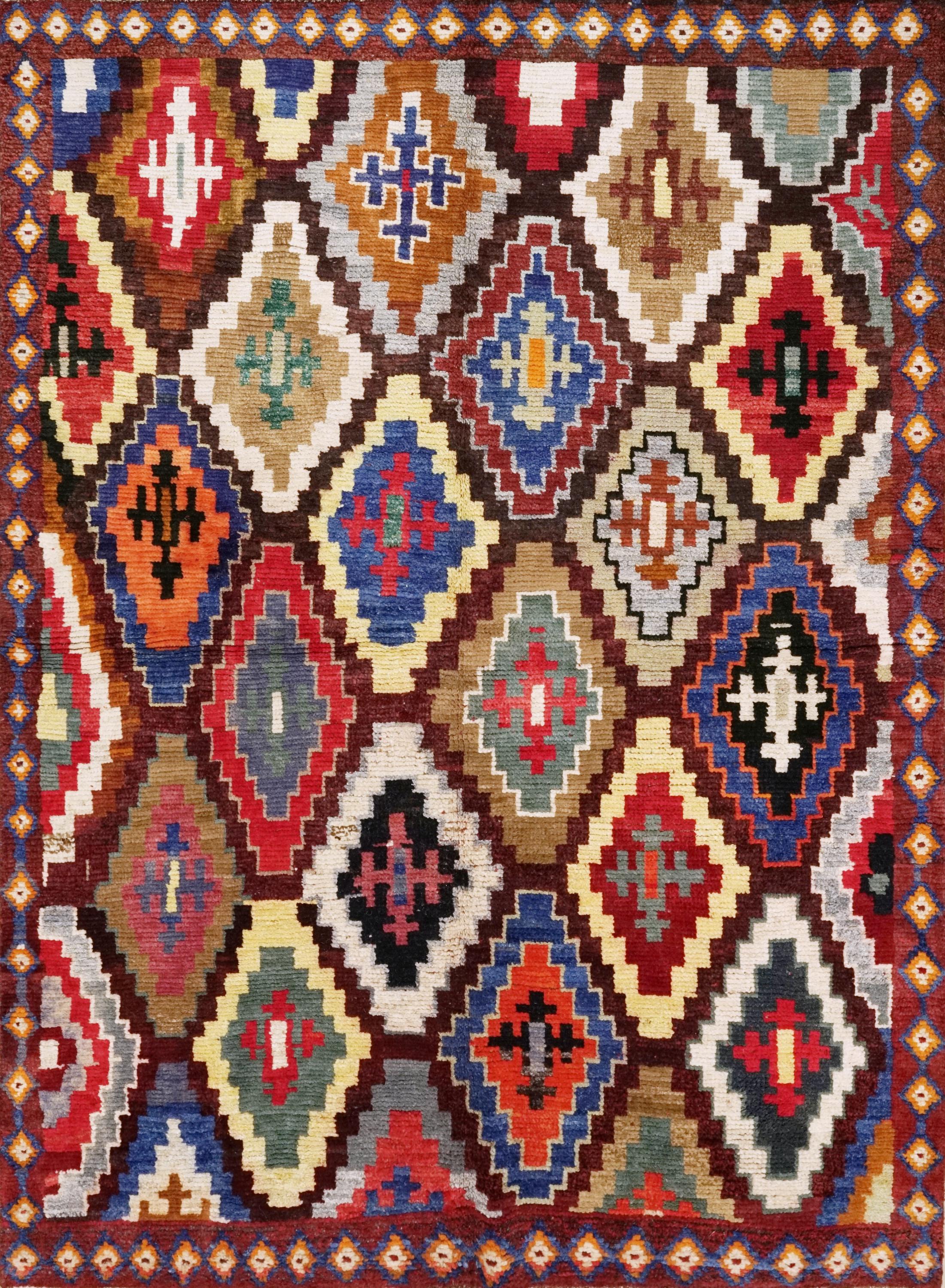 6x8 Ft Red Moroccan Wool Rug - Hand Knotted Tribal Area Rug