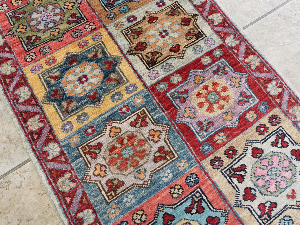 Hand Knotted Red Mamluk Rug - 2x3 Ft Ghazni Wool Oriental Rug