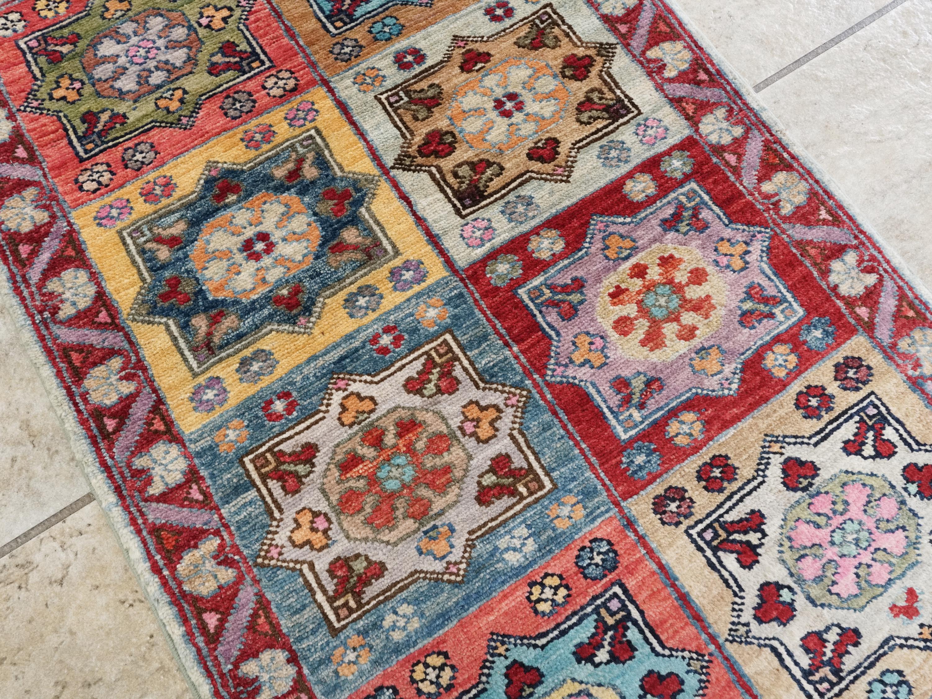 Hand Knotted Red Mamluk Rug - 2x3 Ft Ghazni Wool Oriental Rug