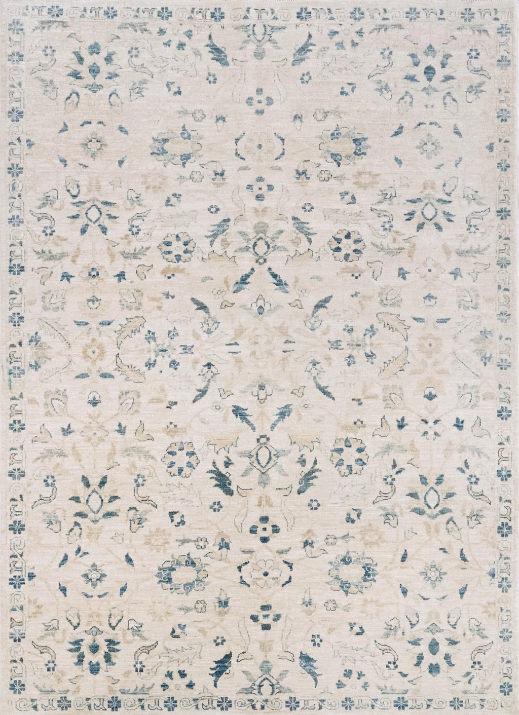 Handmade White Serapi Rug - 4x6 Ft Oriental Area Rug - Floral Design