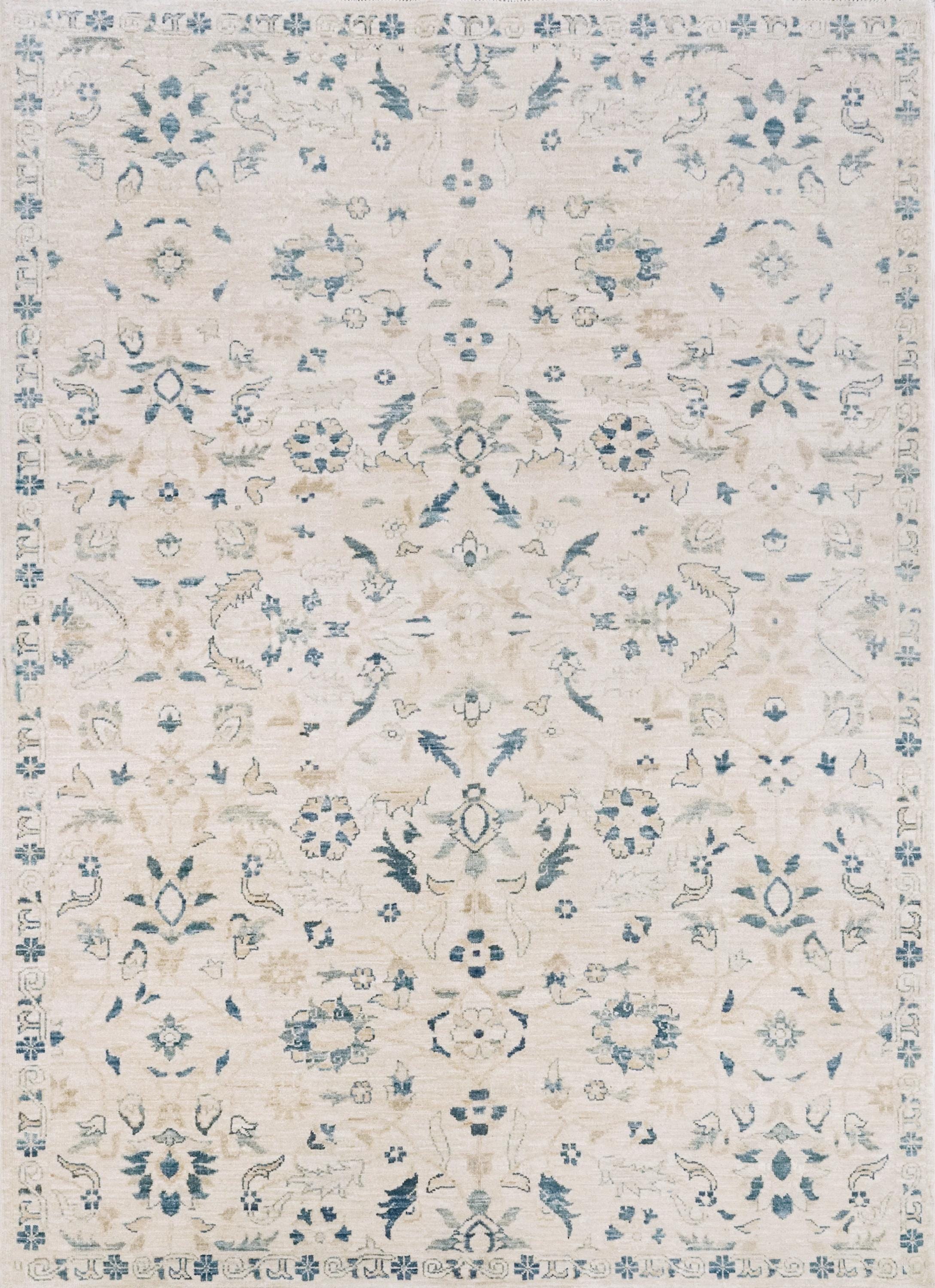 Handmade White Serapi Rug - 4x6 Ft Oriental Area Rug - Floral Design