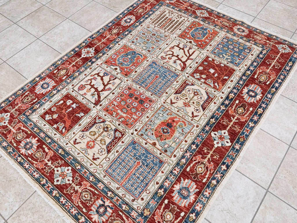5x7 Ft Red & Beige Serapi Rug - Oriental Area Rug - Garden Design
