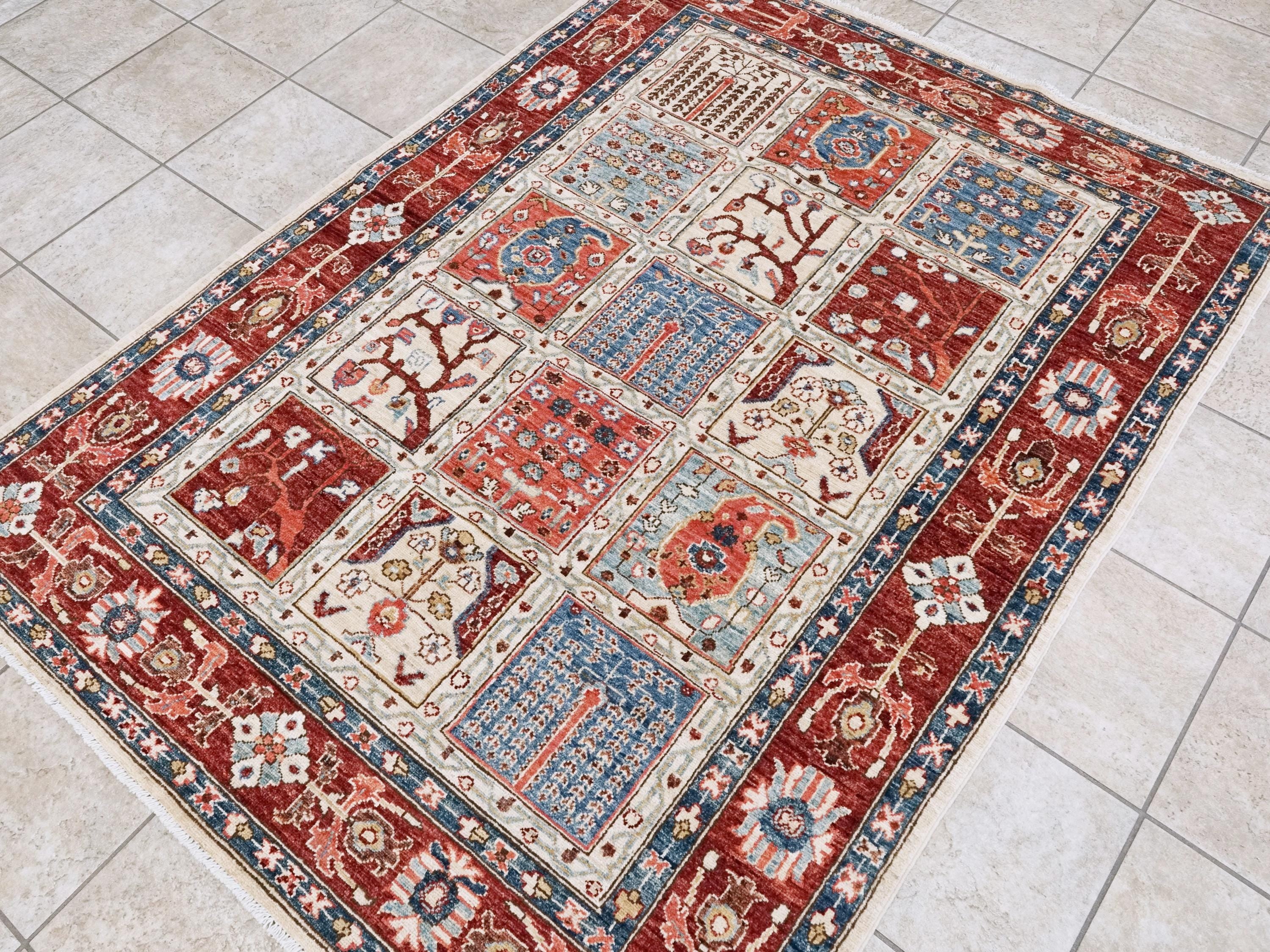 5x7 Ft Red & Beige Serapi Rug - Oriental Area Rug - Garden Design
