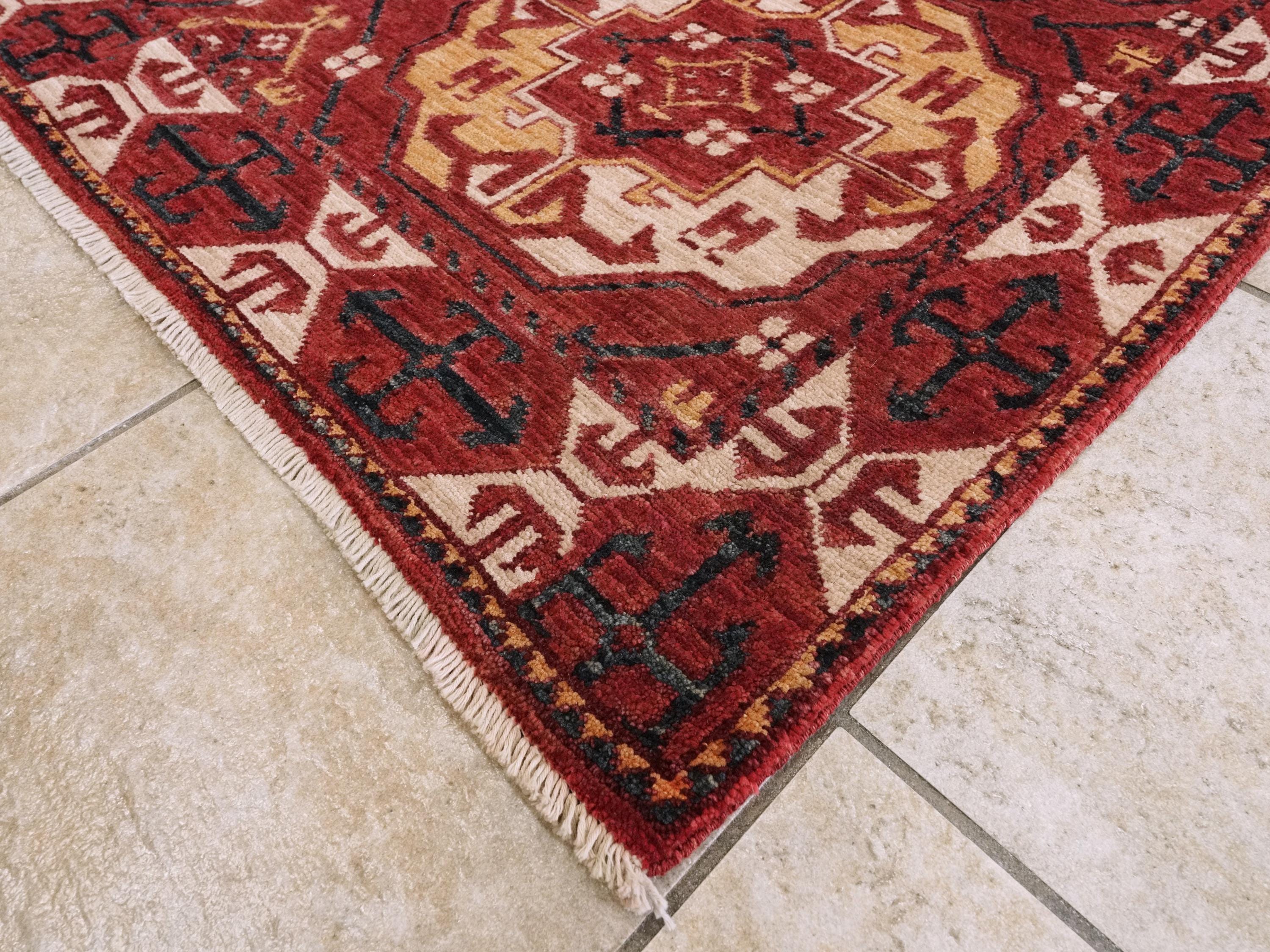 9x12 Ft Red Ersari Rug - Hand Knotted Oriental Rug - Turkmen Design