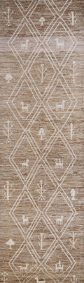 16 Ft Brown Moroccan Runner Rug - Afghan Wide Hallway Rug