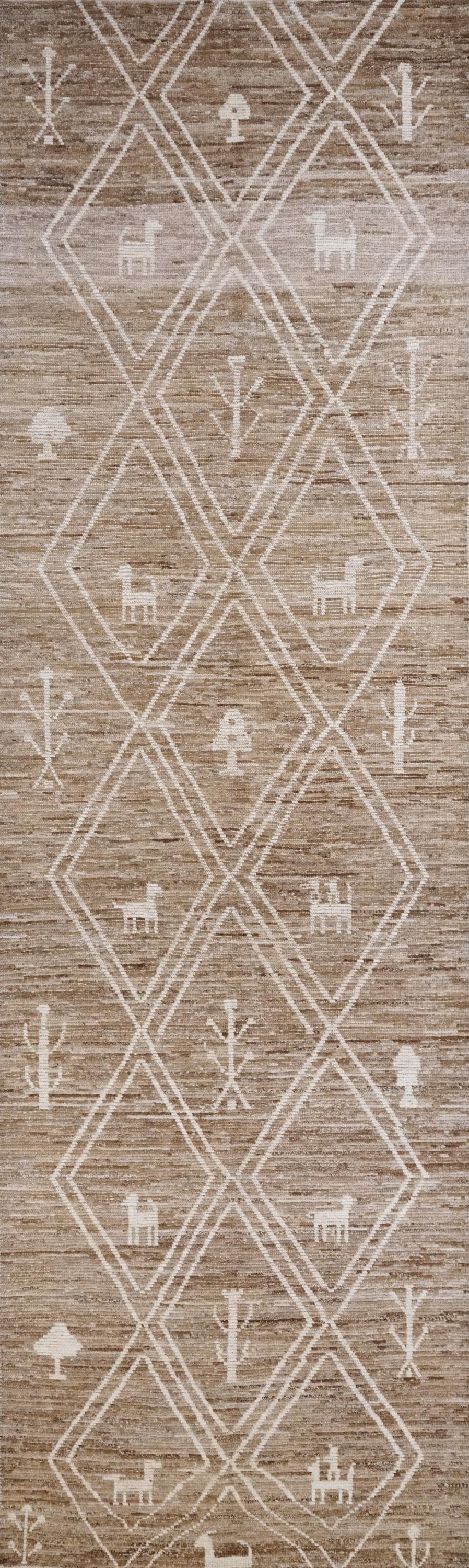 16 Ft Brown Moroccan Runner Rug - Afghan Wide Hallway Rug