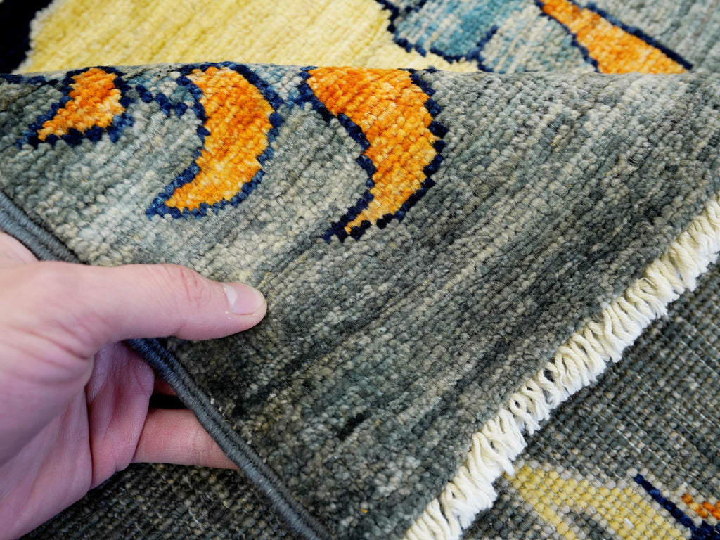 3x5 Ft Gray & Yellow Tiger Rug - Handmade Afghan Area Rug