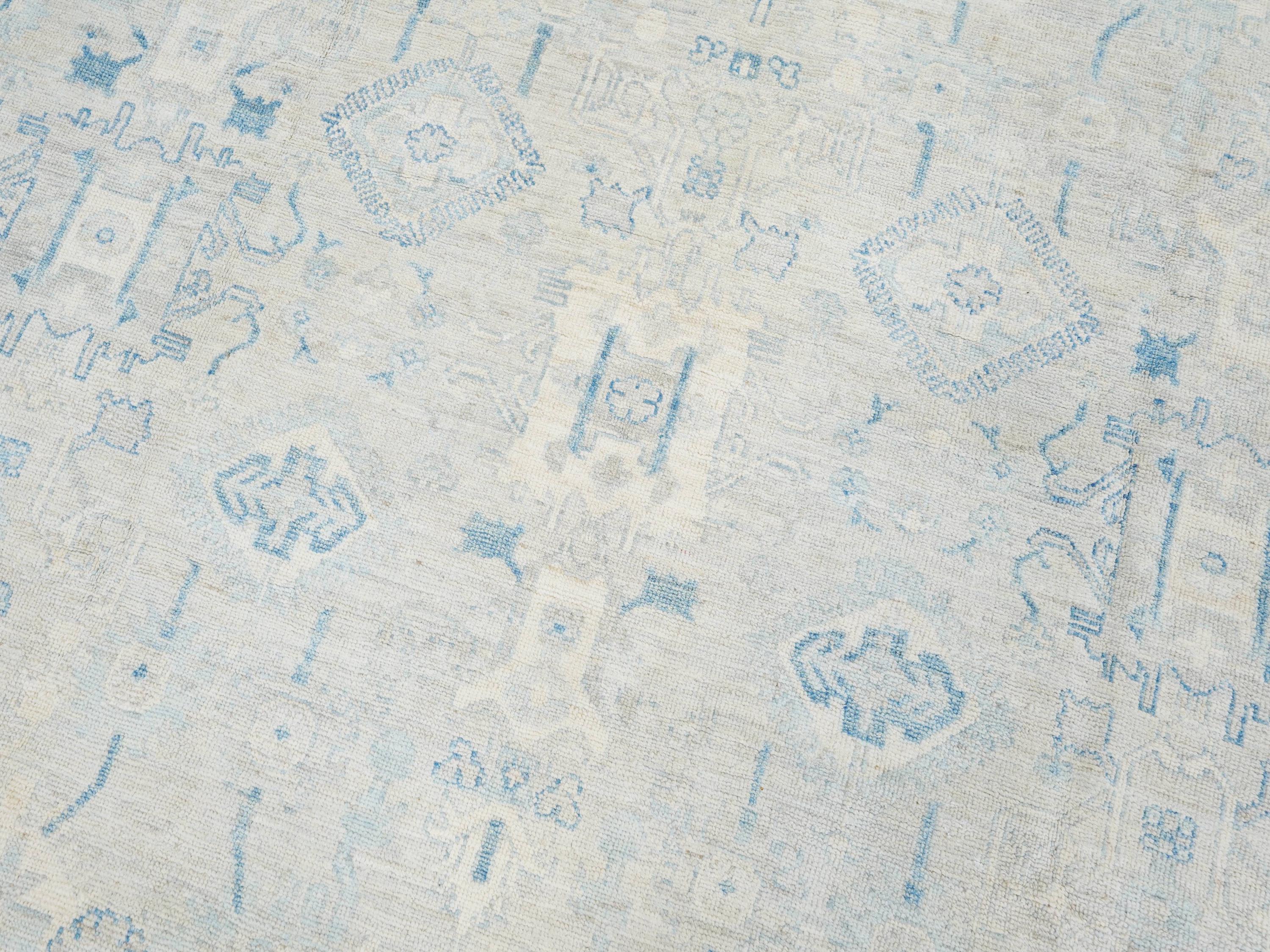 9x12 Ft Light Blue Oushak Rug - Handmade Area Rug