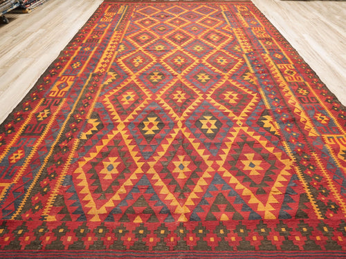 10x16 Ft Antique Red Kilim Rug - Afghan Tribal Rug