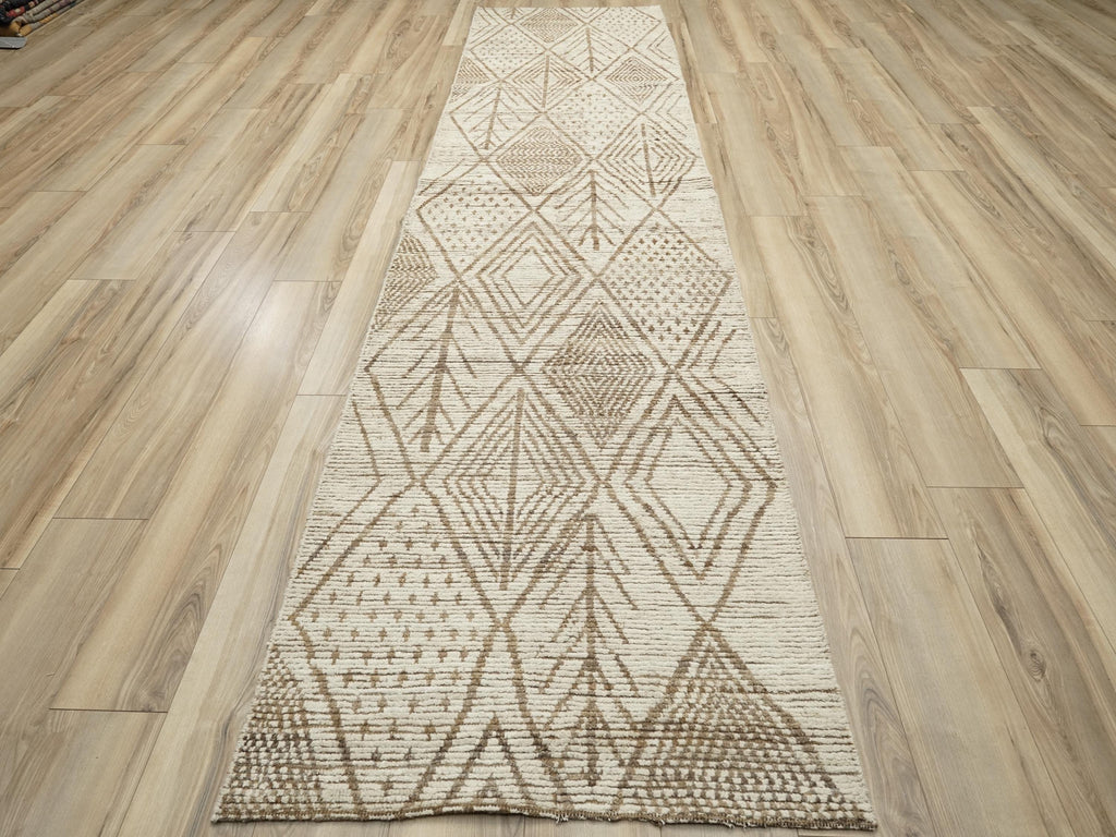 13 Ft Beige Moroccan Runner Rug - Afghan Tribal Rug