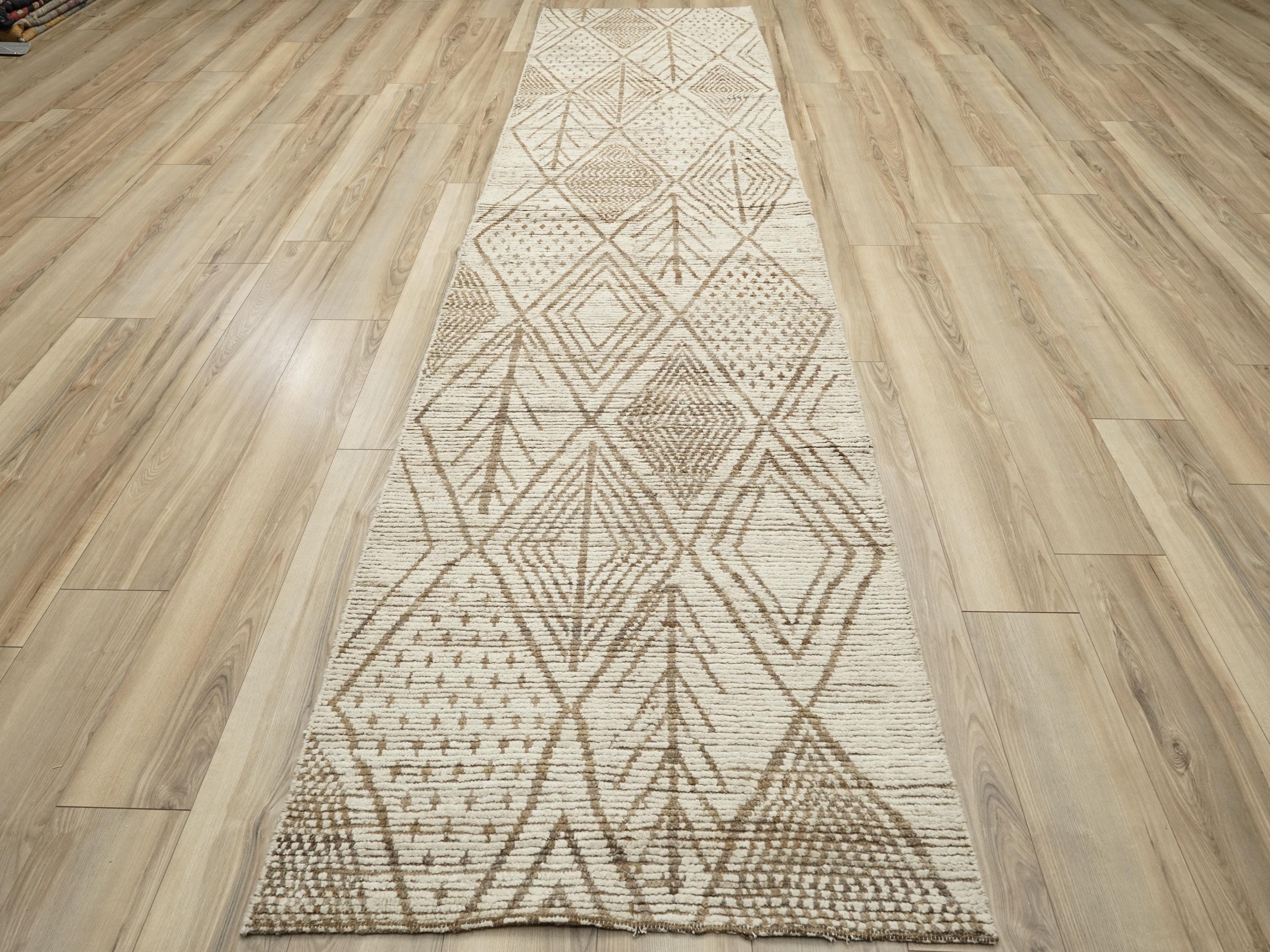 13 Ft Beige Moroccan Runner Rug - Afghan Tribal Rug