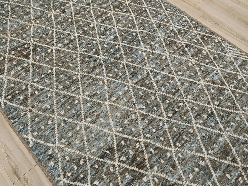 6x9 Ft Blue Moroccan Rug - Afghan Handmade Area Rug