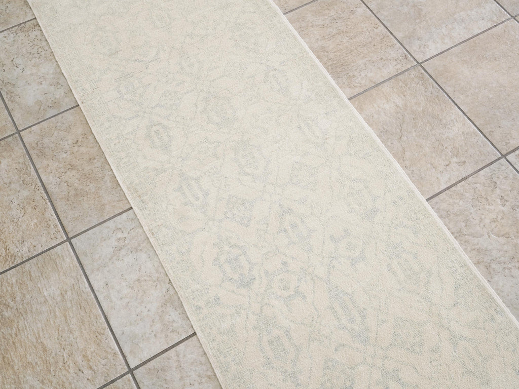 2x6 Ft Hand Knotted Heriz Rug - Beige Afghan Wool Runner