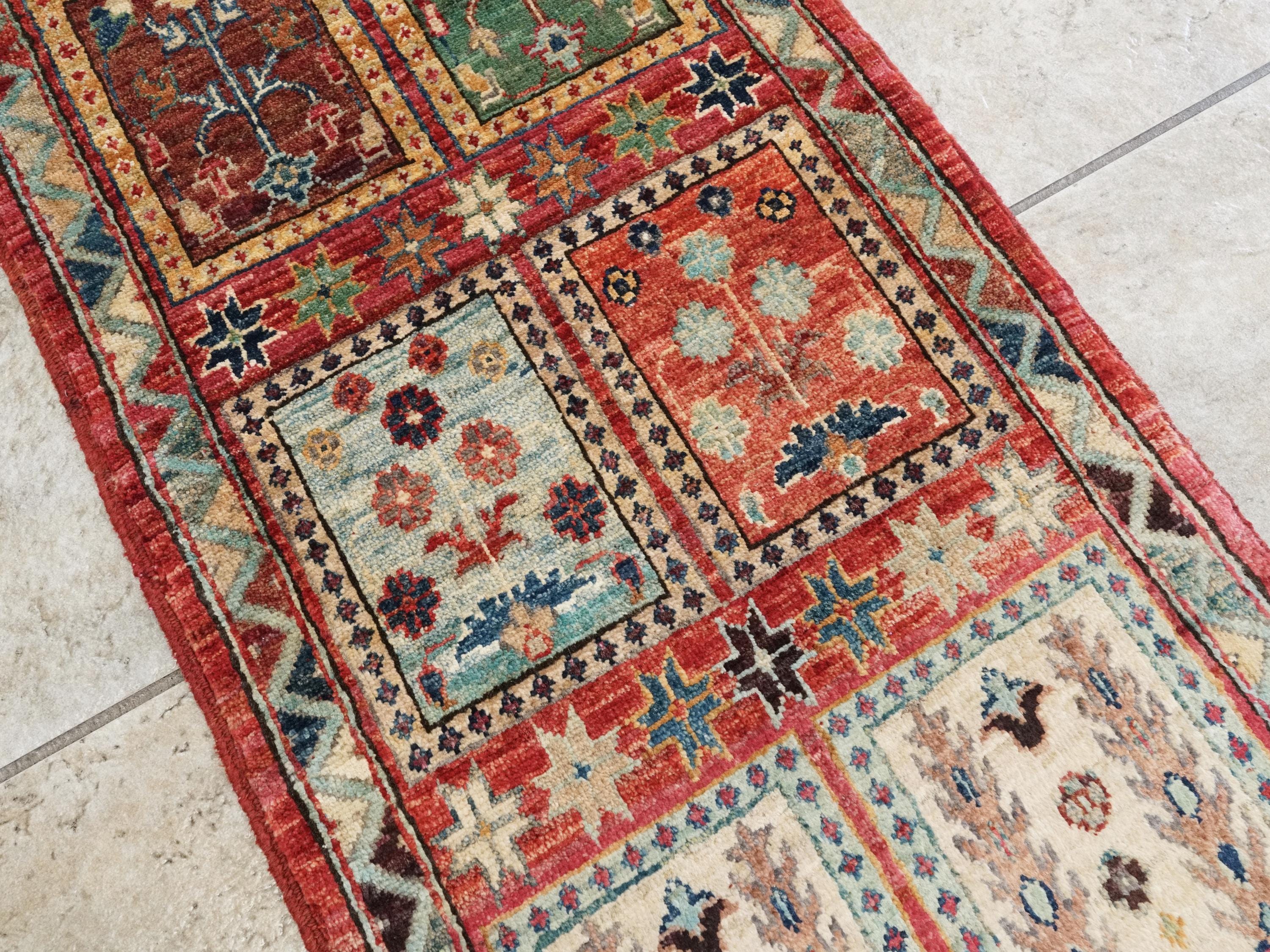 2x3 Ft Hand Knotted Red Heriz Rug - Afghan Wool Doormat