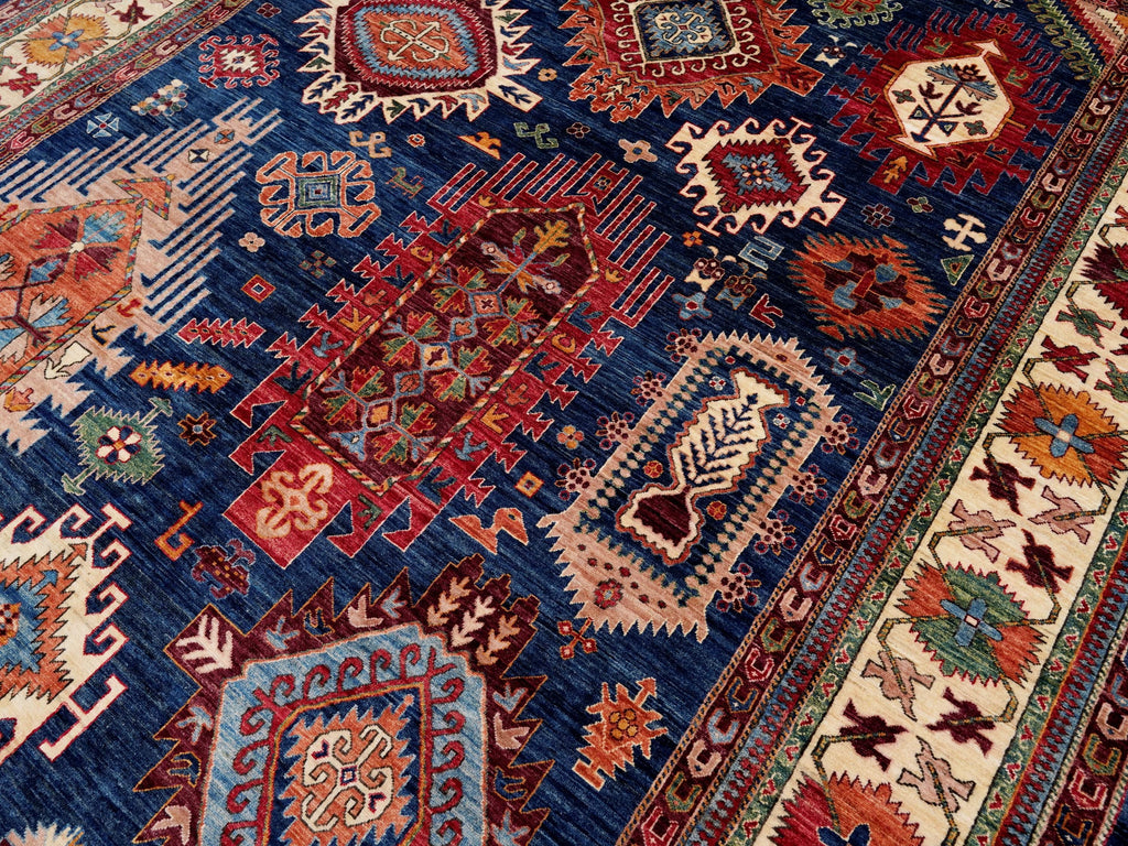 10x14 Ft Blue Beige Serapi Rug - Hand Knotted Wool Oriental Rug