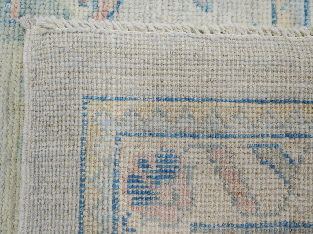 10x14 Ft Muted Blue & Orange Oushak Rug - Hand Knotted Afghan Rug - Turkish Floral Design