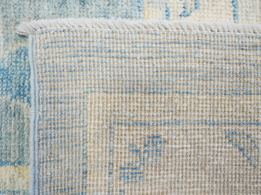 10x14 Ft Muted Blue Ushak Rug - Hand Knotted Wool Area Rug -  Floral Design