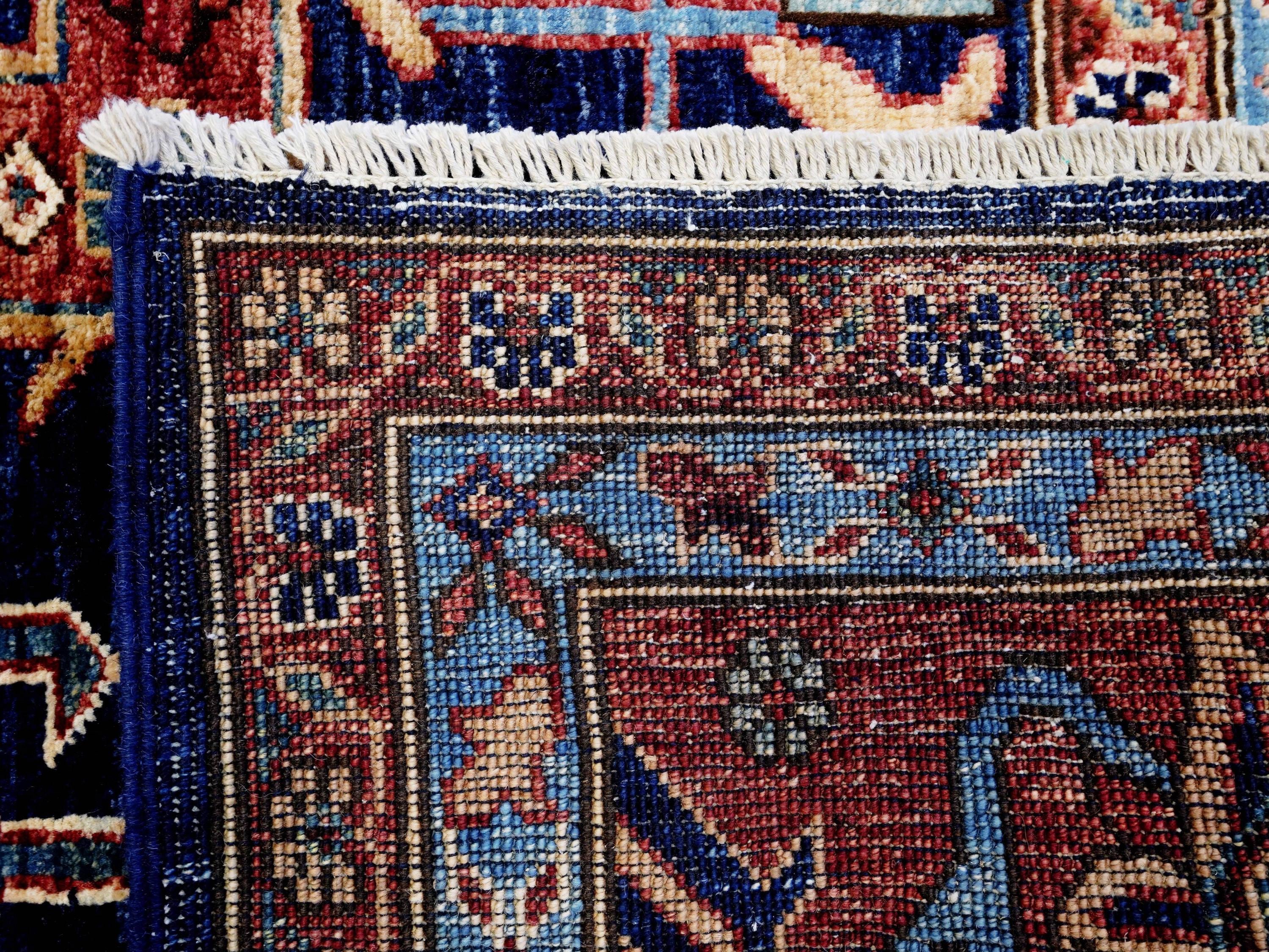 8x10 Ft Blue Heriz Rug - Traditional Hand Knotted Rug - Persian Design