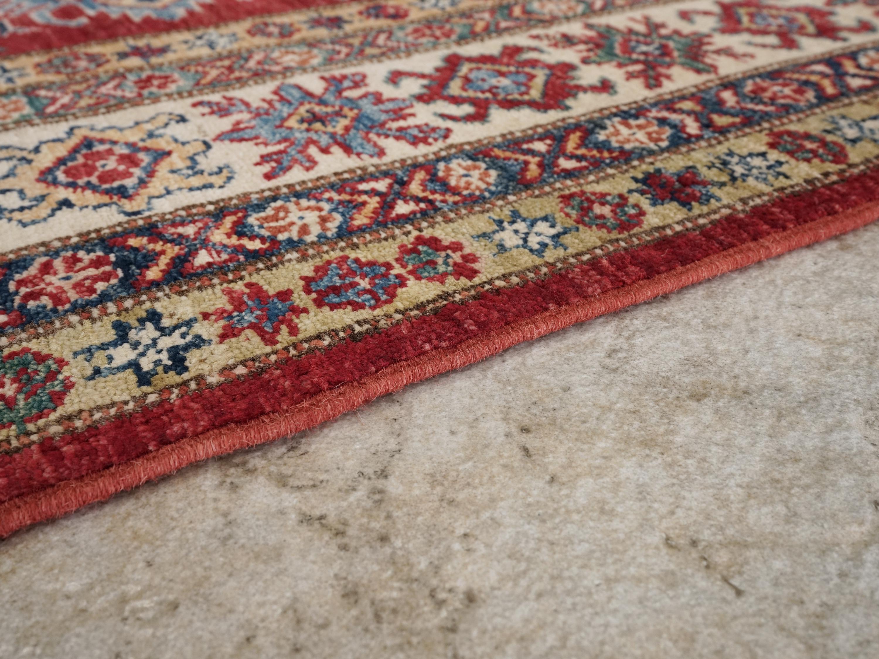 6x9 Ft Red Super Kazak Rug - Hand Knotted Wool Persian Rug
