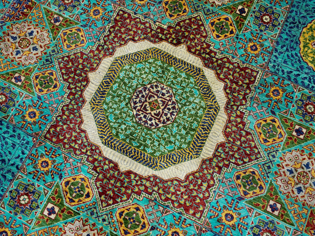 9x12 Ft Green Mamluk Rug - Afghan Oriental Area Rug