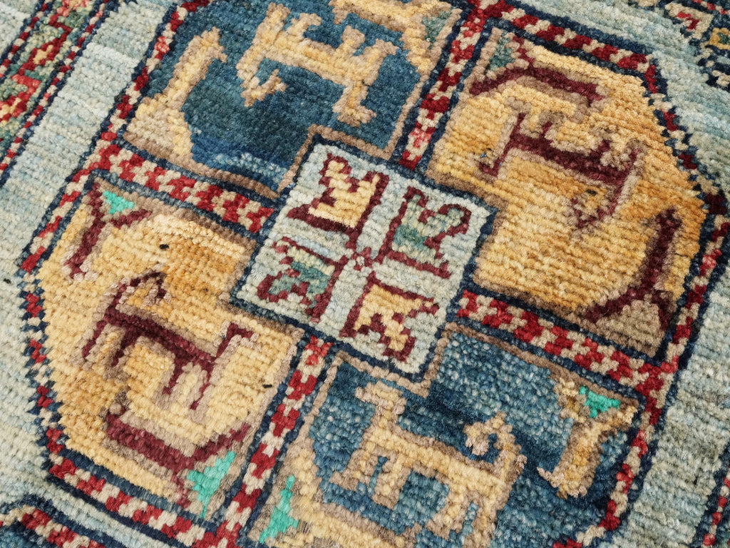 2x3 Ft Handmade Afghan Ersari Rug - Grey Wool Tribal Accent Rug