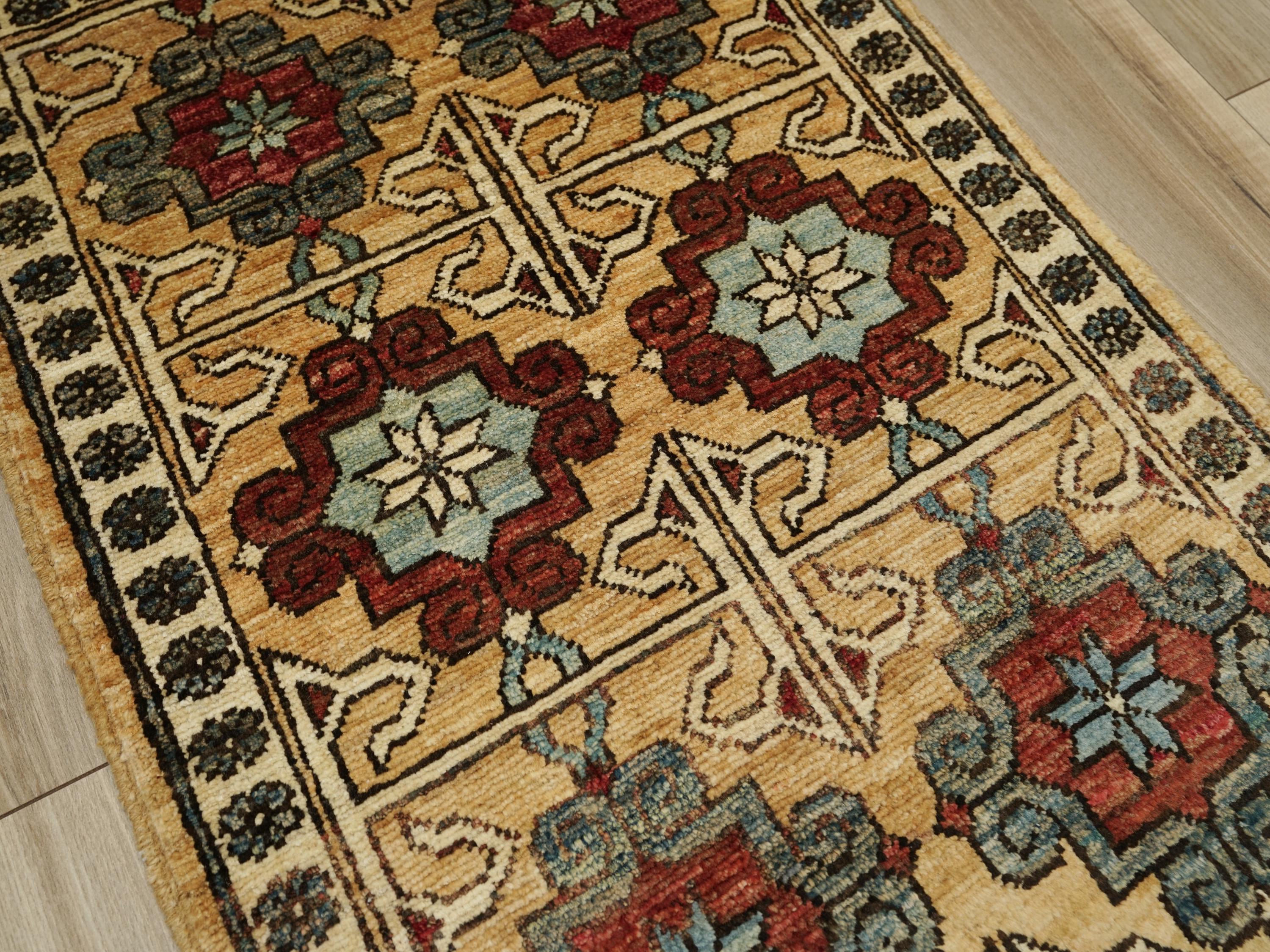 2x3 Ft Yellow Ersari Rug - Afghan Wool Tribal Rug