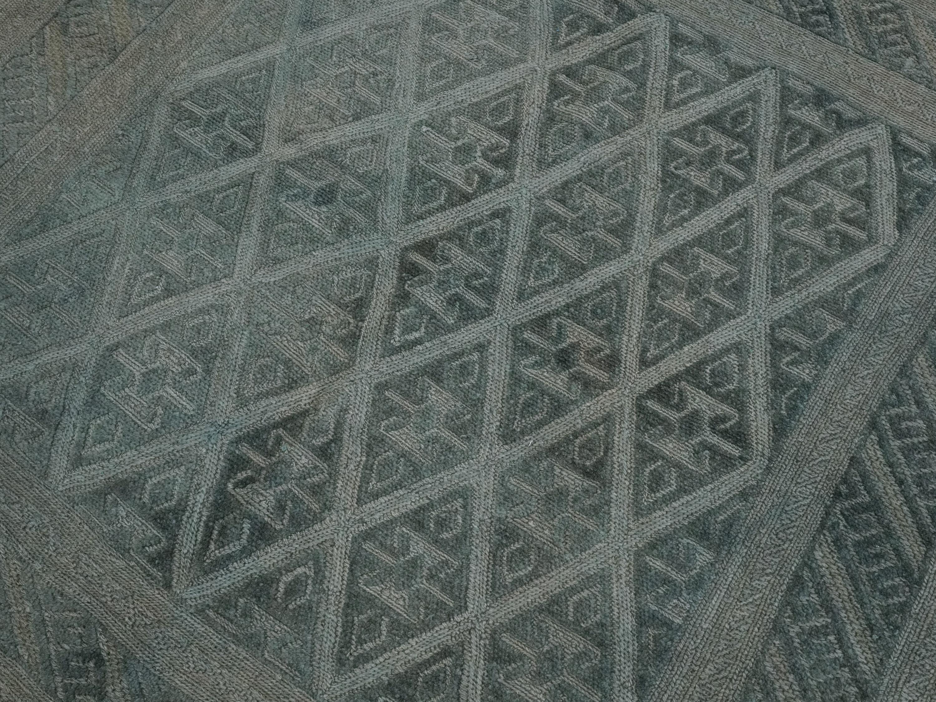 5x6 Ft Vintage Blue Tribal Kilim Rug - Hand Knotted Afghan Wool