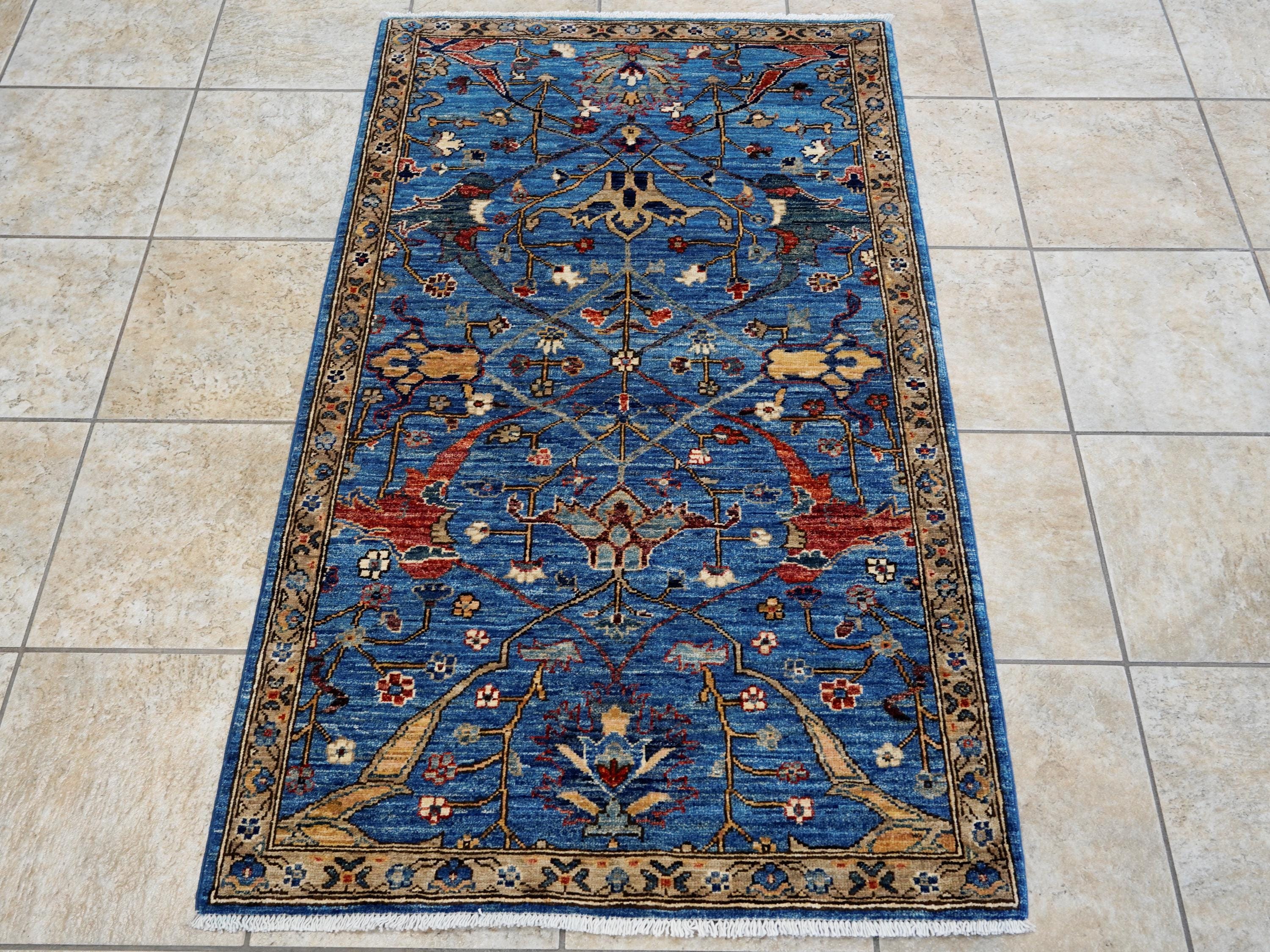 3x5 Ft Blue Bidjar Rug - Handmade Afghan Area Rug