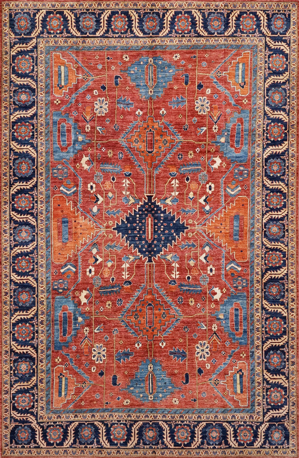 8x12 Ft Red Heriz Rug - Afghan Wool Oriental Rug