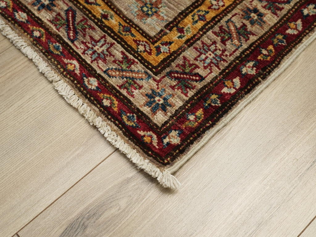 2x3 Ft Beige Kazak Rug - Afghan Wool Accent Rug