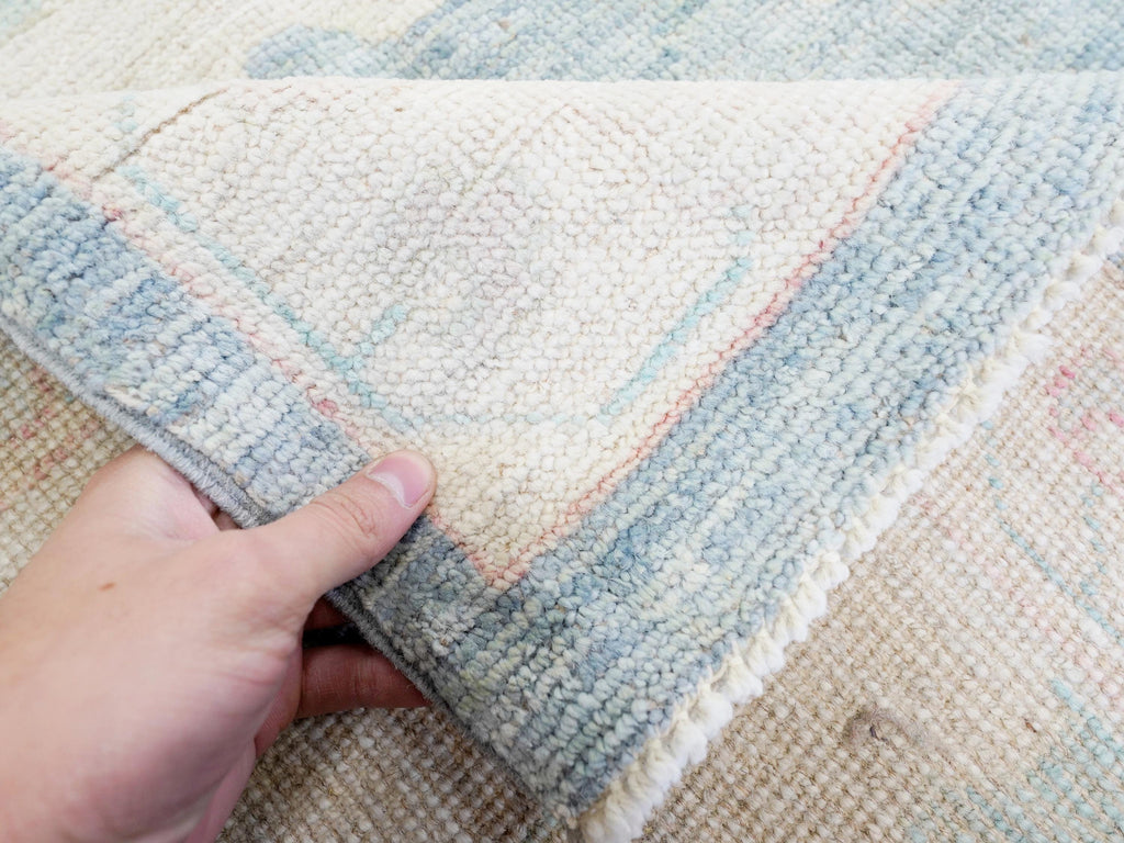 12x15 Ft Muted Ushak Rug - Traditional Wool Area Rug - Greenish Blue Turkish design