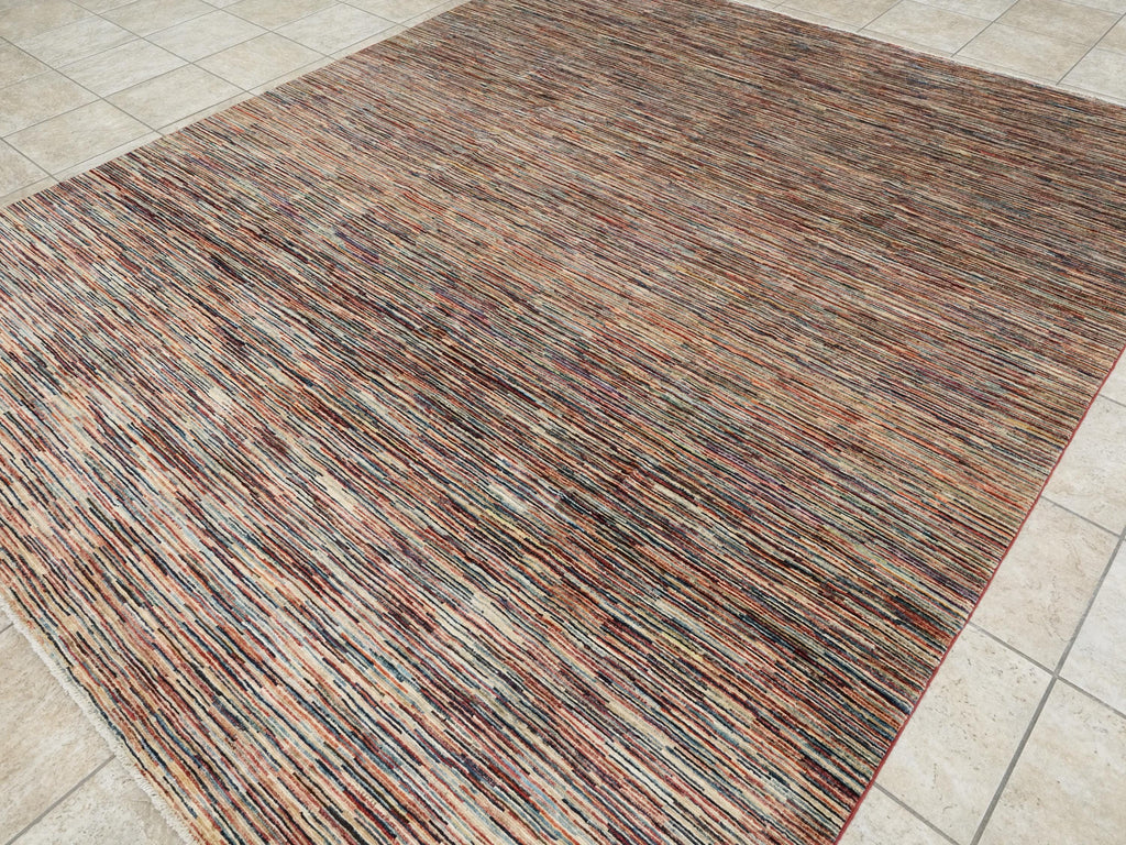 8x10 Ft Hand Knotted Gabbeh Rug - Striped Area Rug
