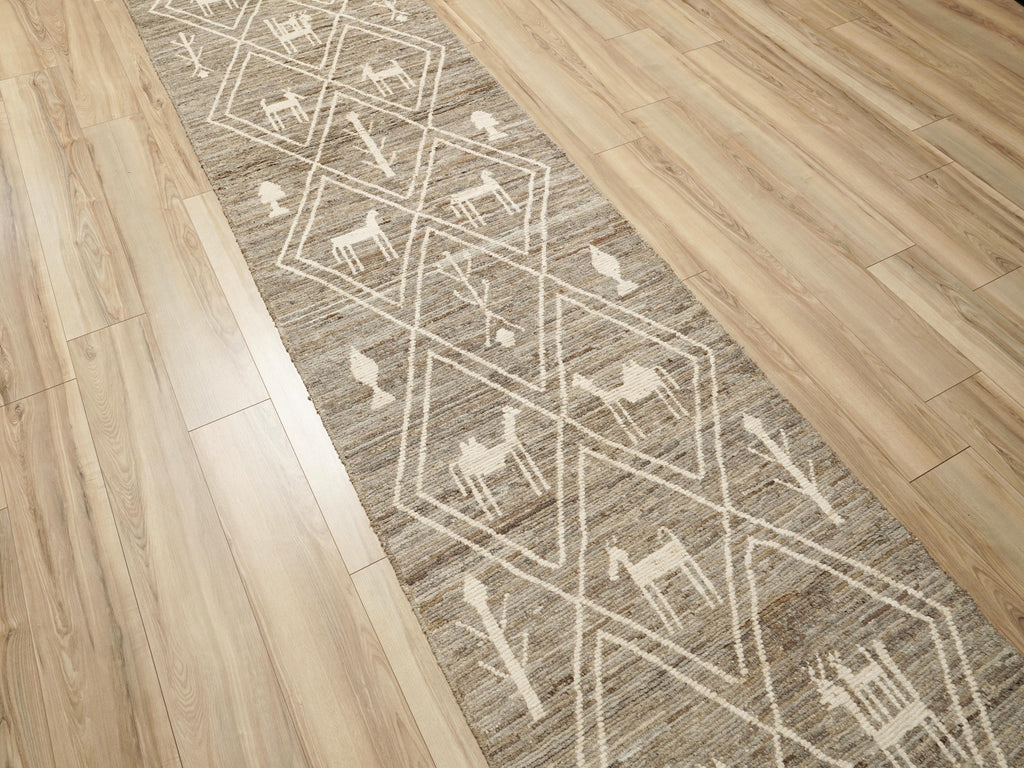 16 Ft Hand Knotted Moroccan Runner Rug - Afghan Wool Rug