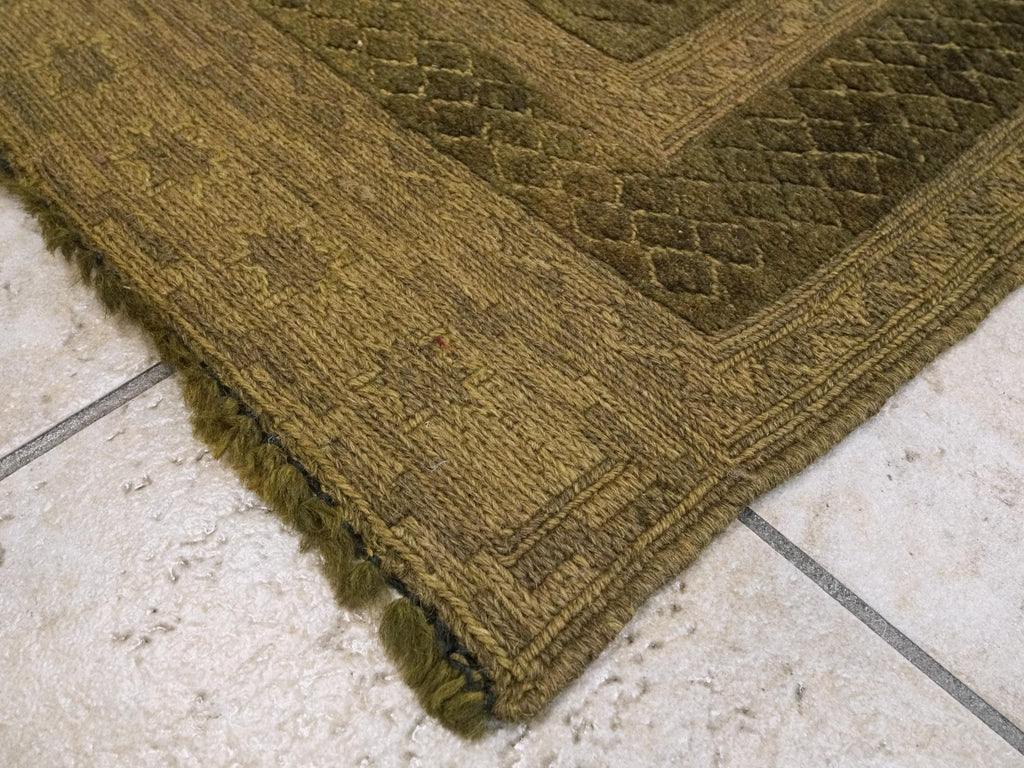 5x6 Ft Dark Green Tribal Kilim Rug - Hand-Knotted Wool - Vintage Afghan Rug