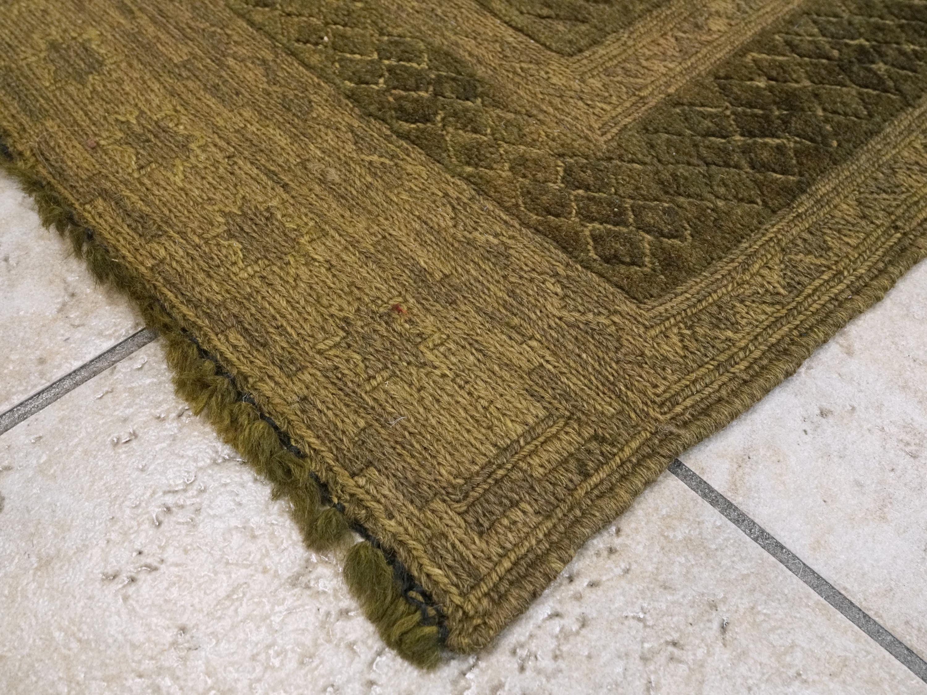 5x6 Ft Dark Green Tribal Kilim Rug - Hand-Knotted Wool - Vintage Afghan Rug