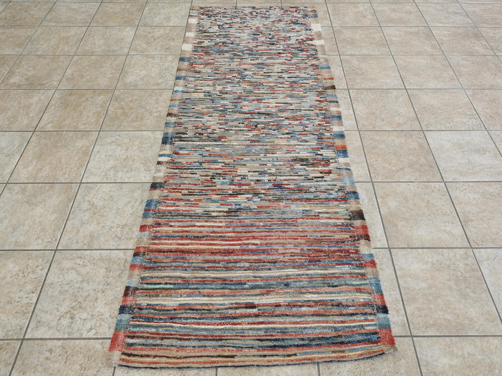 8 Ft Moroccan Runner Rug - Colorful Handmade wool Rug