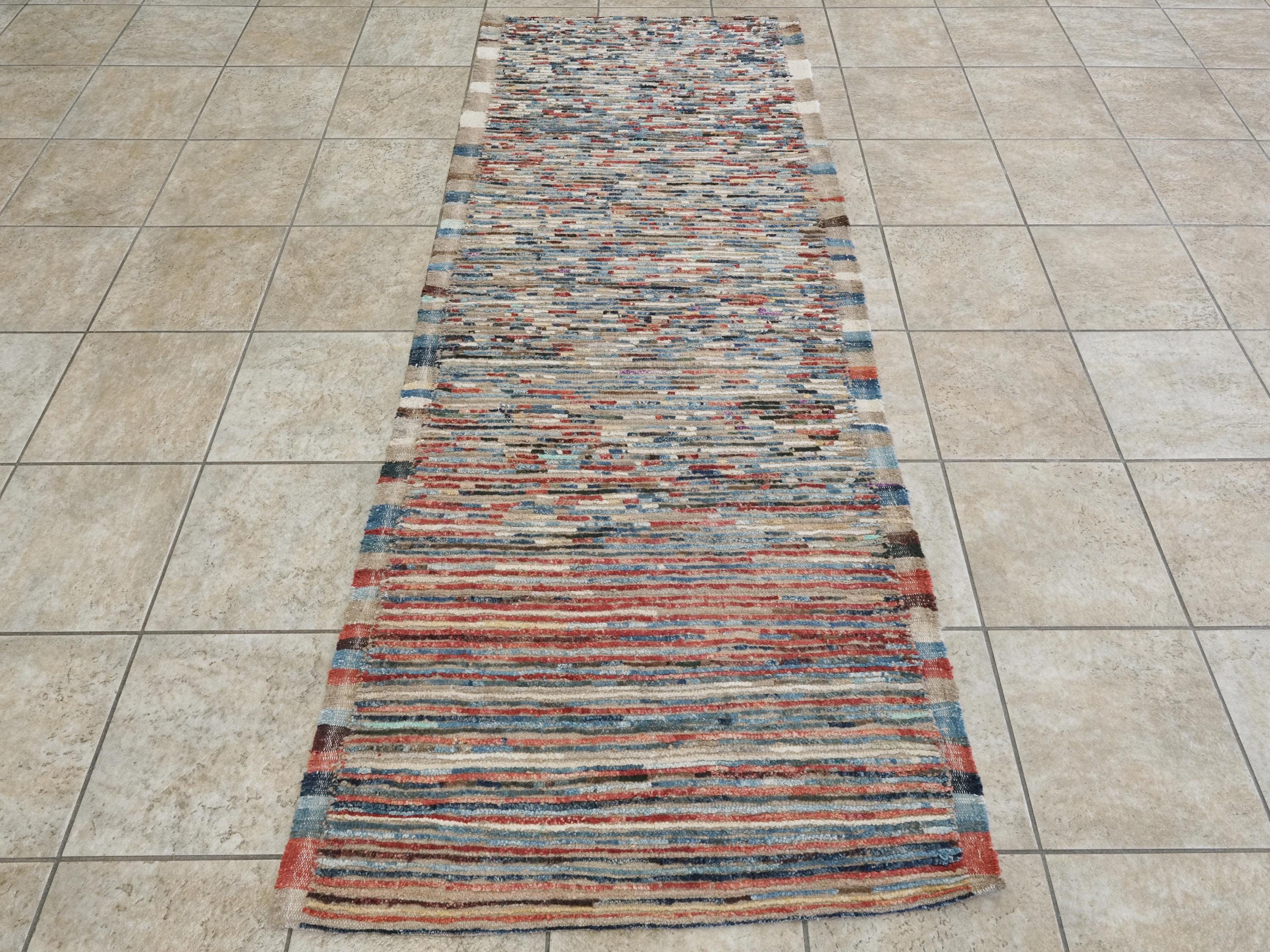 8 Ft Moroccan Runner Rug - Colorful Handmade wool Rug