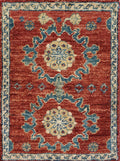 1x2 Ft Hand Knotted Red Serapi Rug - Ghazni Wool Accent Rug