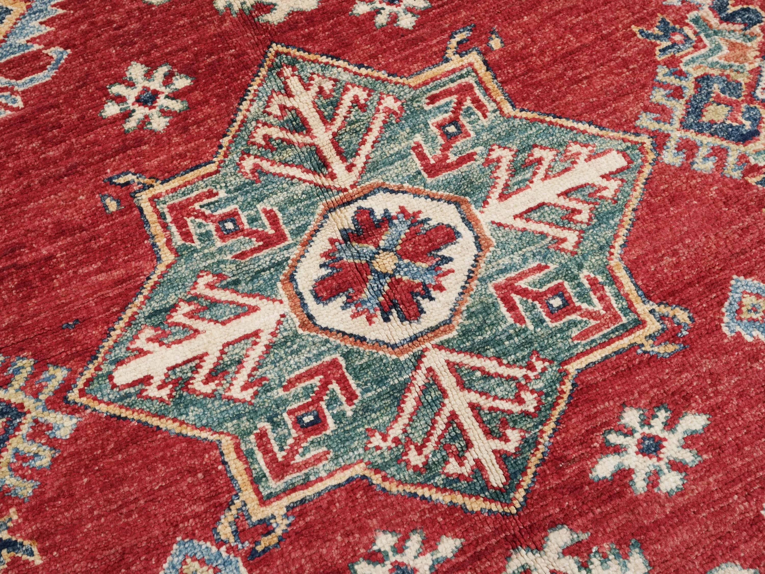 6x9 Ft Red Super Kazak Rug - Hand Knotted Wool Persian Rug