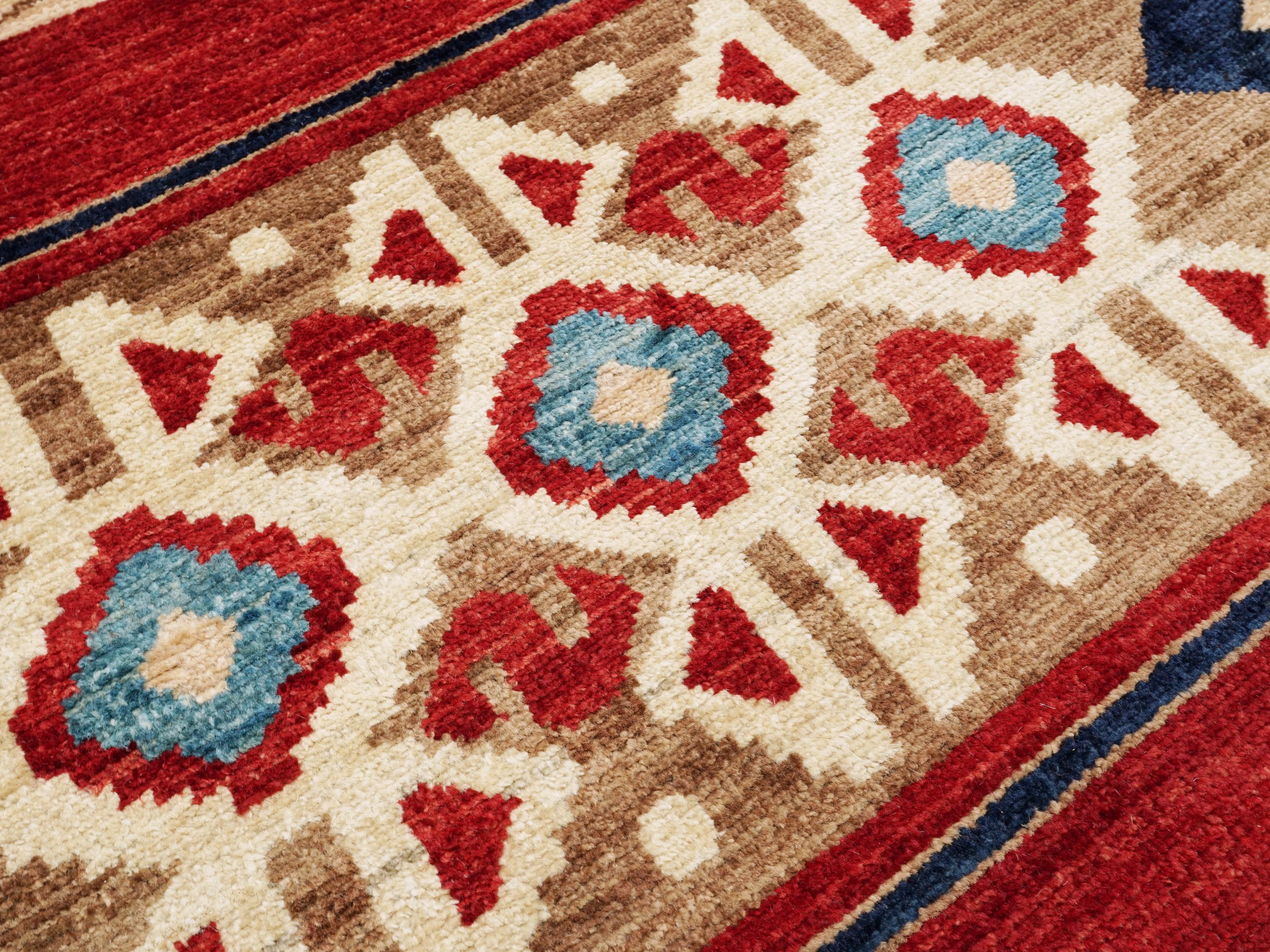 7x10 Ft Red Gabbeh Rug - Hand Knotted Tribal Area Rug