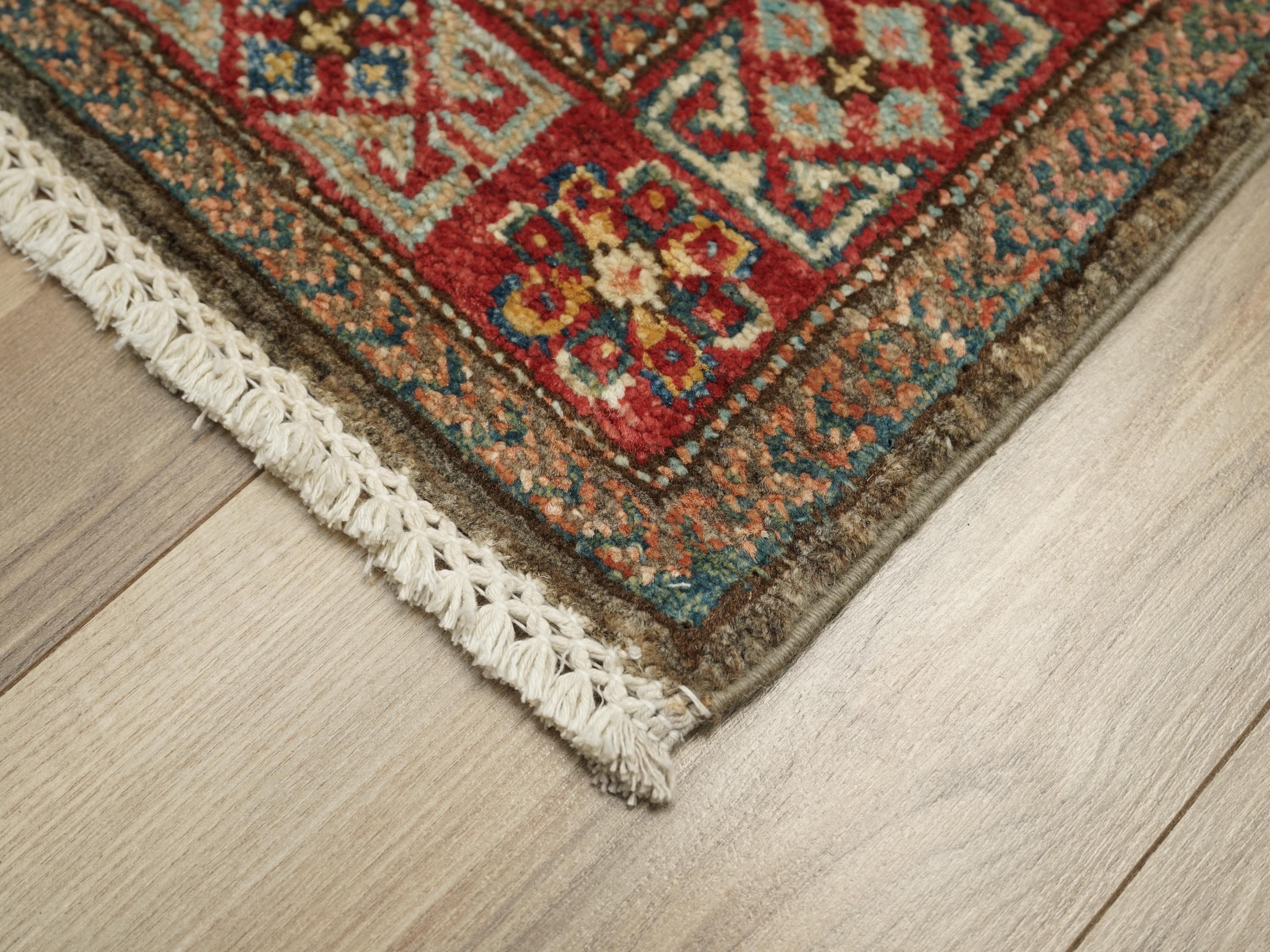 2x3 Ft Brown Kazak Rug - Afghan Wool Accent Rug