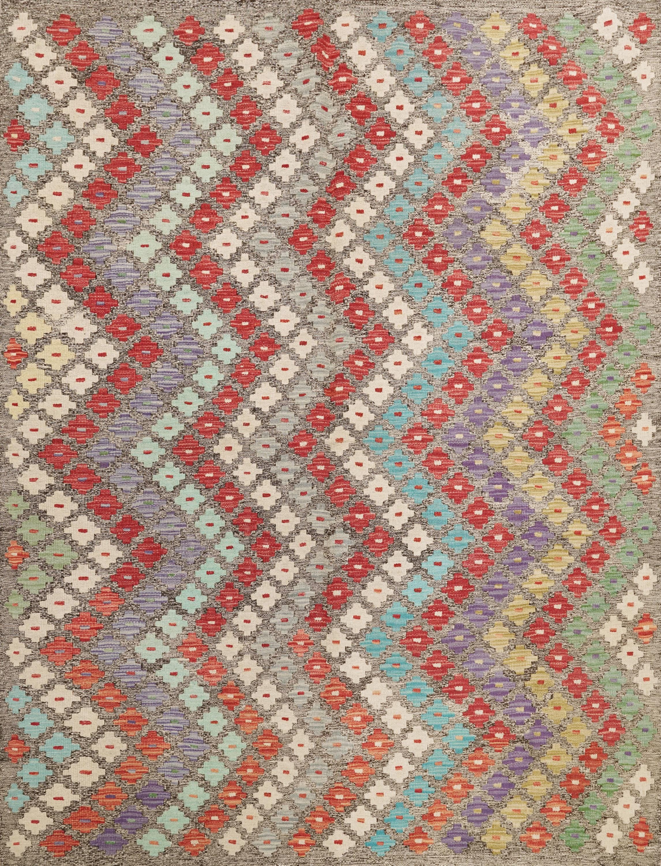 5x7 Ft Colorful Kilim Rug - Afghan Flat Weave