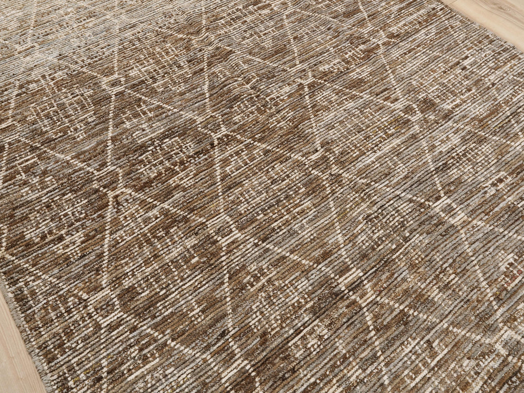 7x10 Ft Brown Moroccan Rug - Hand Knotted Area Rug