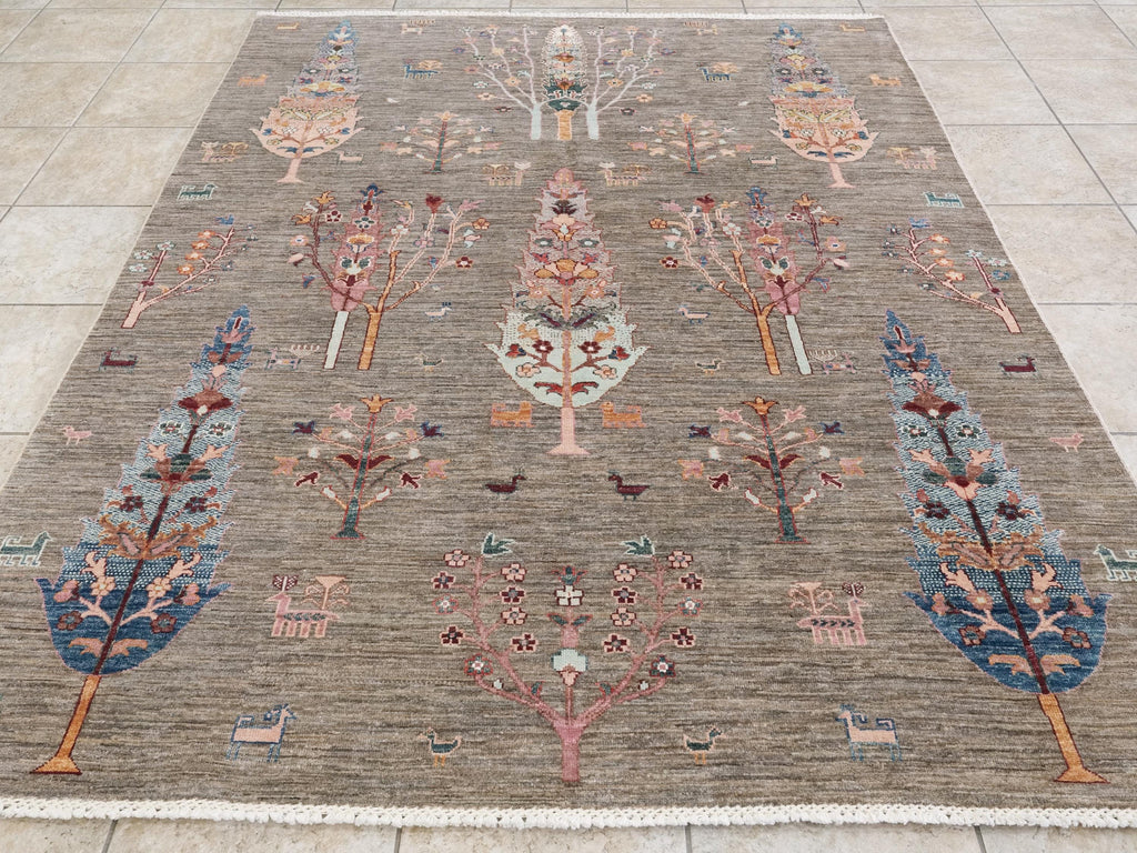 6x7 Ft Hand Knotted Tree of Life Rug - Afghan Wool Rug