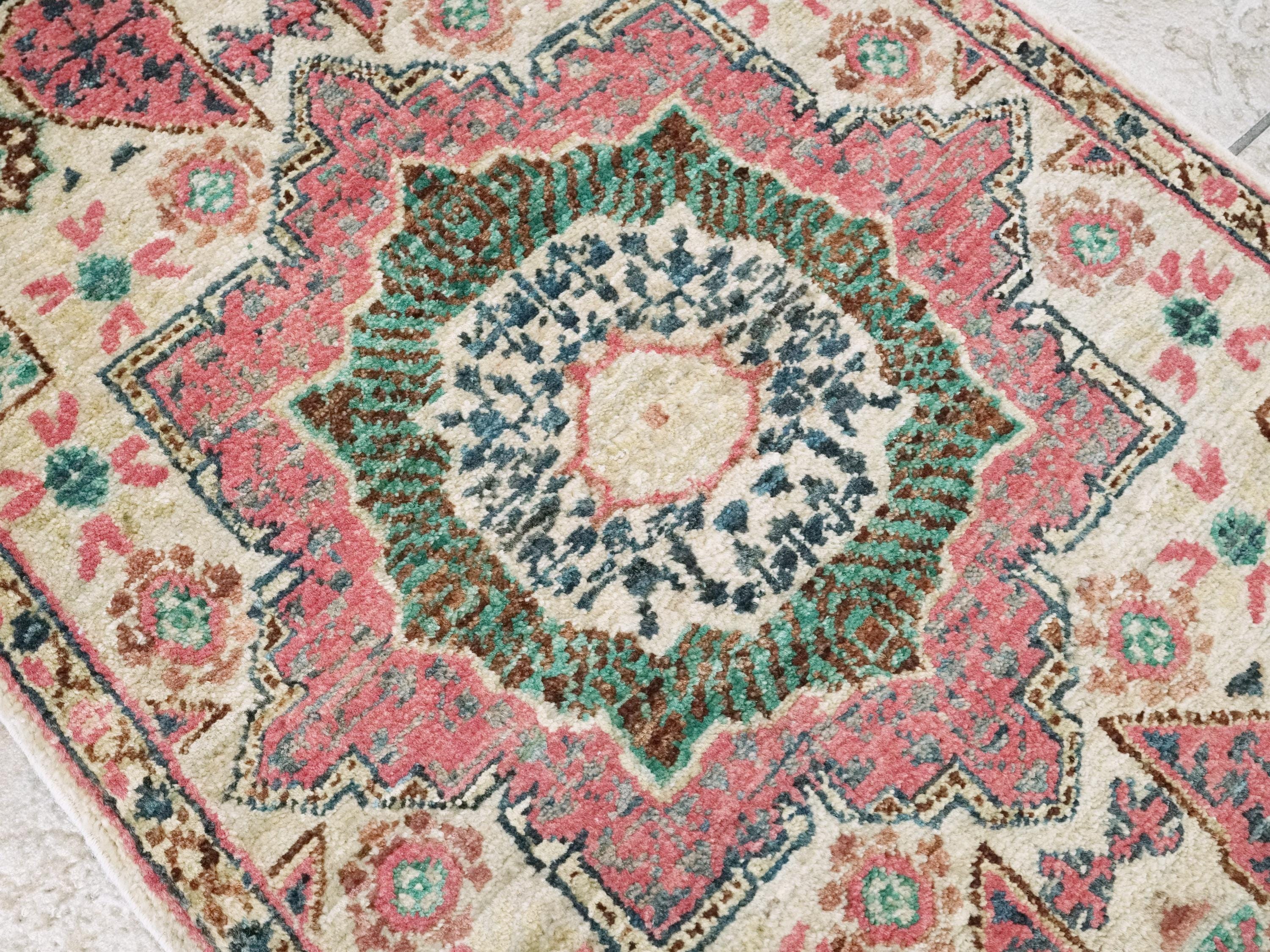 2x3 Ft Pink & Beige Mamluk Rug - Oriental Accent Rug