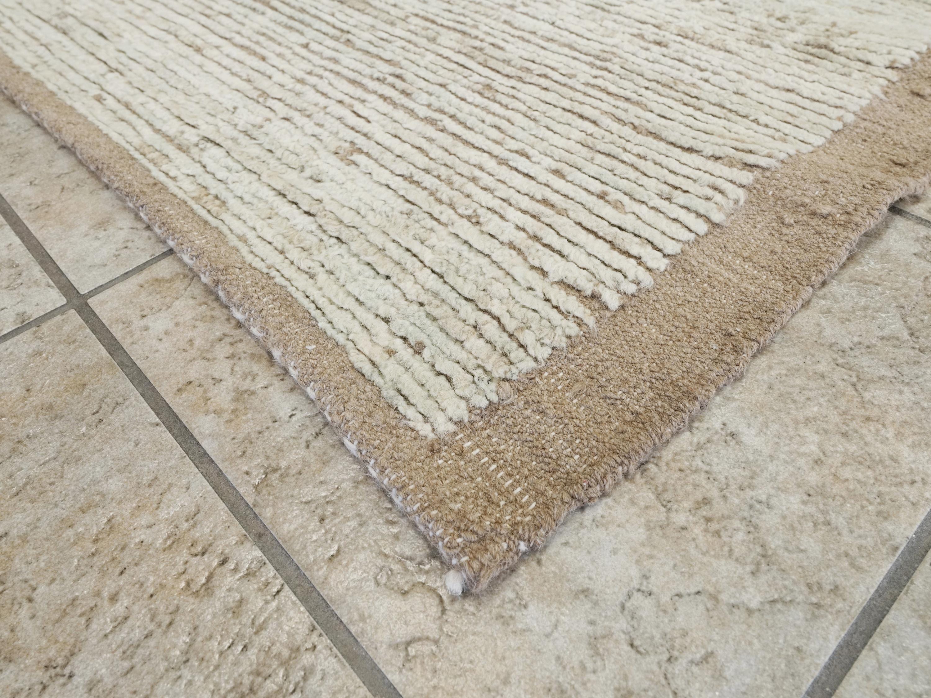 10 Ft Blue Moroccan Wool Runner Rug - Hand Knotted Hallway Rug